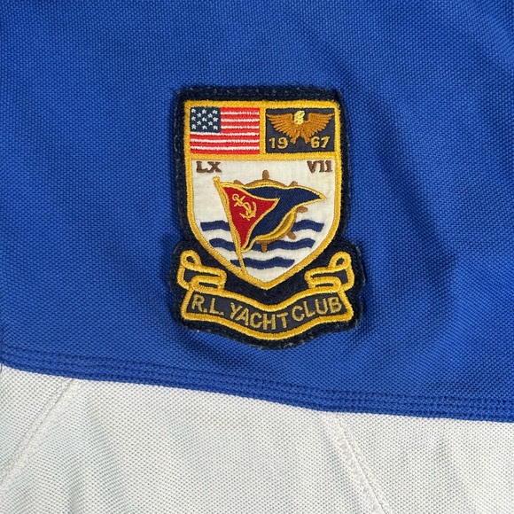 Polo Ralph Lauren nautical rugby blue white polo shirt with crest logo - Picture 2 of 15